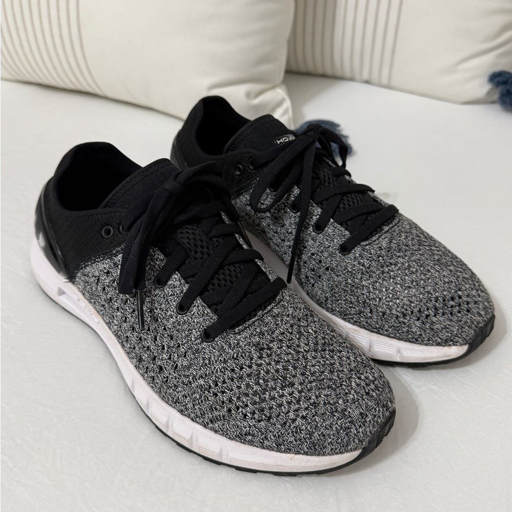Under Armour Women's Black and Gray Knit Lace-Up Trainers
